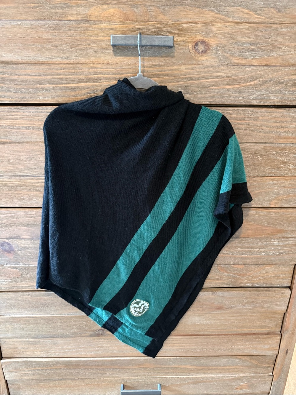 CSU Women’s Black & Green Striped Poncho Top